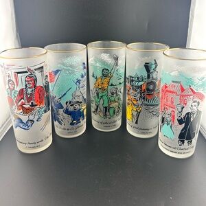 Vintage Libbey tumblers, 1959 Colorados centennial celebration. Gold Rimmed